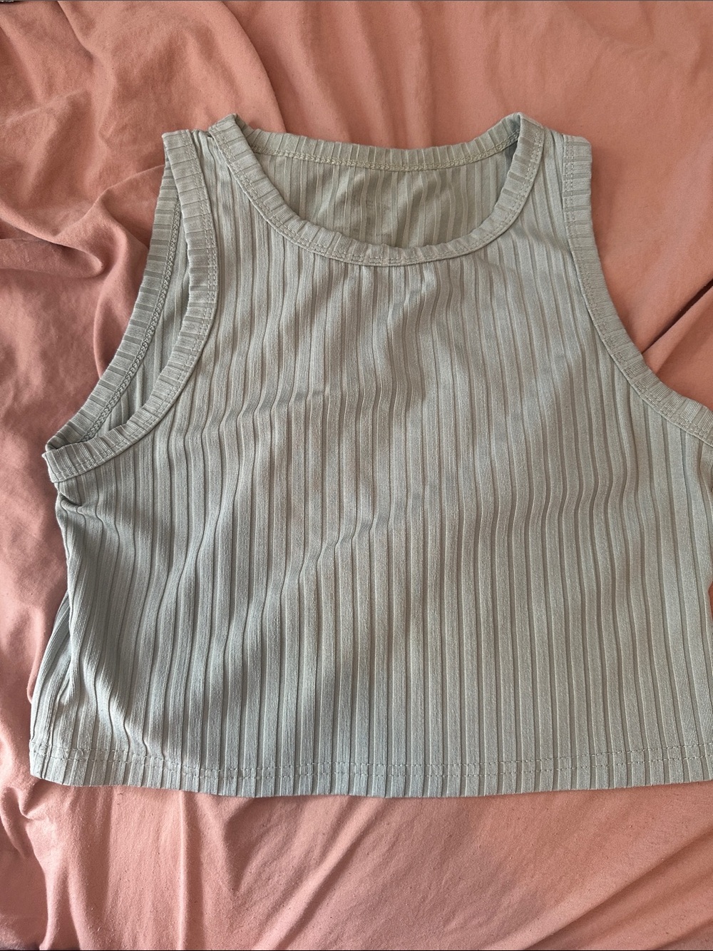 Ribbed Crop Tank Top in Sage Green
